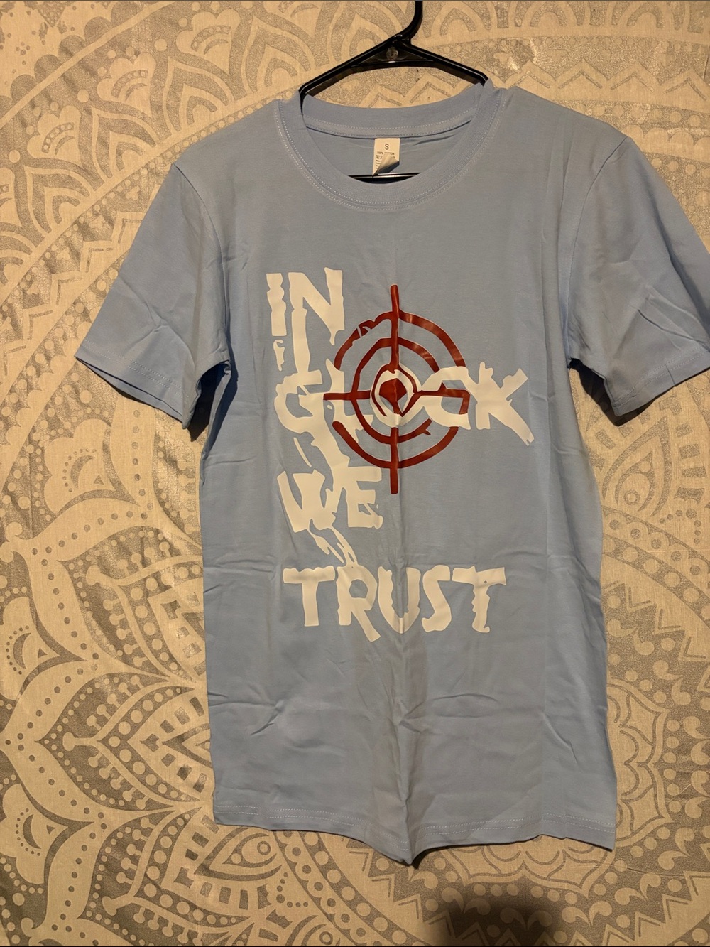 In We Trust Light Blue Graphic T-Shirt Target Crosshair Small